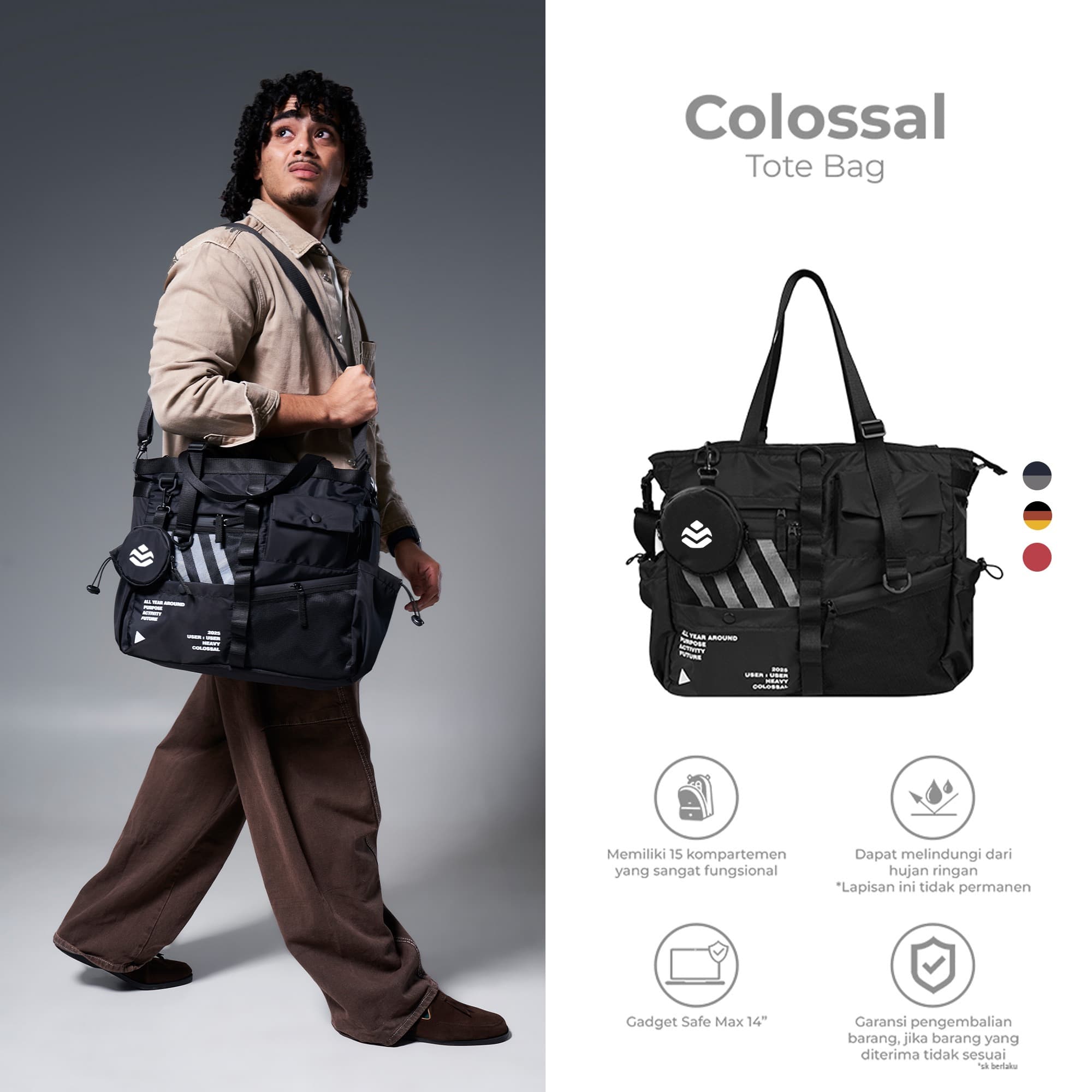 Colossal Tote Bag — 15 kompartemen fungsional